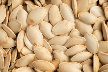 Unshelled Pumpkin Seeds in Close-Up