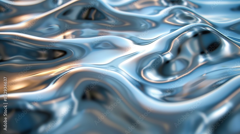 Poster fluid metallic abstract surface. smooth, fluid metallic surface with a glossy finish, creating an ab