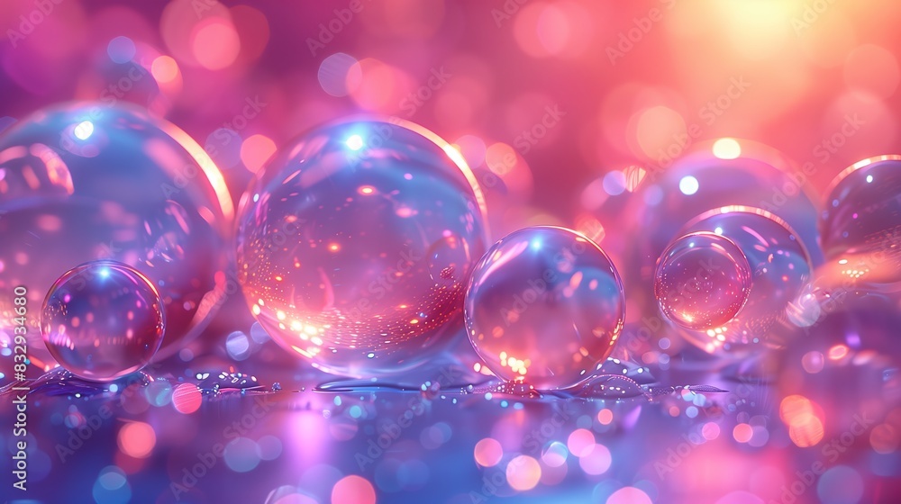 Poster soft glowing bokeh bubble abstract. dreamy abstract background with soft glowing bokeh and transluce