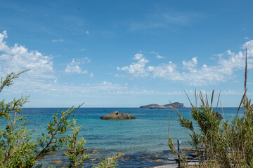 Beautiful day on the Beach in Aigues Blanques in Ibiza