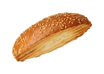 Half of grilled burger bun isolated on white