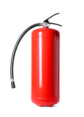 Obraz premium One red fire extinguisher on white background