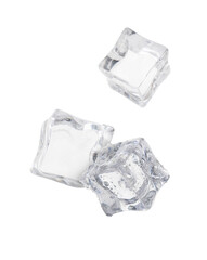 Obraz premium Many ice cubes in air on white background