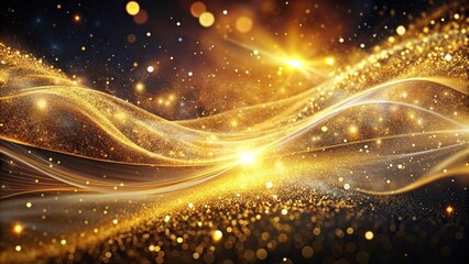 Beautiful abstract space background with golden dust waves