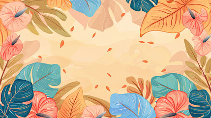 Autumn Leaves and Flowers Illustration generated with AI