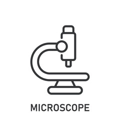 Microscope icon. Line single icon on transparent background