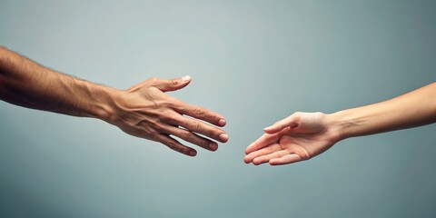 Minimalist image of two hands reaching out to each other in a gesture of compassion and understanding