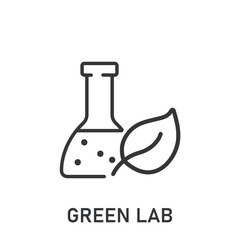 Green lab icon. Line single icon on transparent background