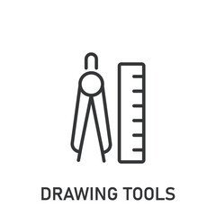 Drawing tools icon. Line single icon on transparent background