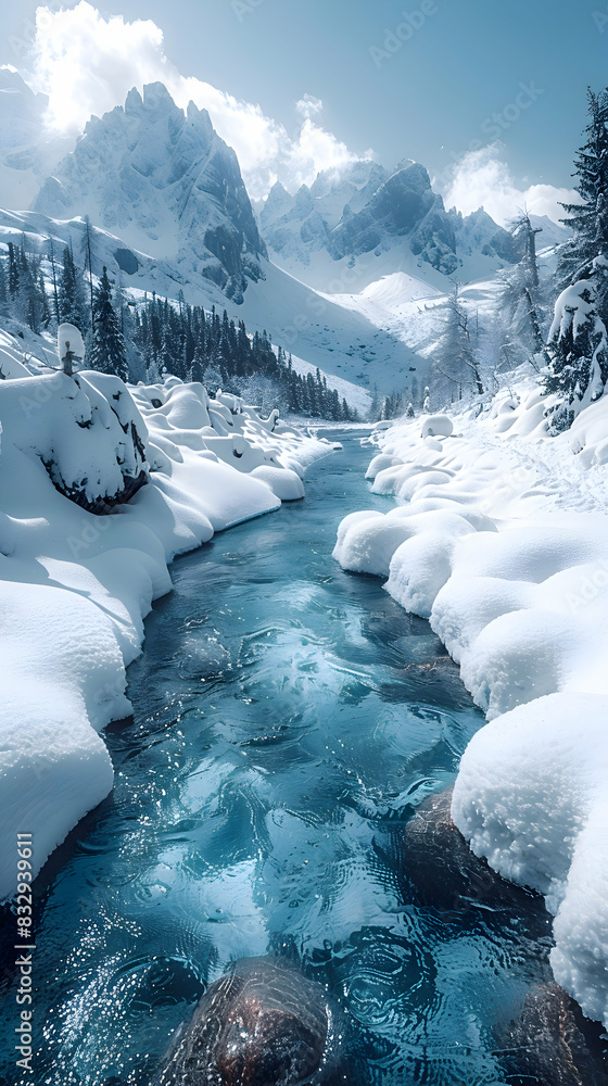Wall mural A panoramic view of a nature glacier, the vastness of the icy landscape captured beautifully - Wall murals