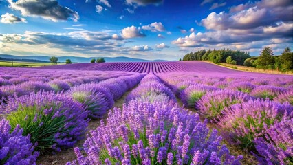 Beautiful field of lavender flowers in full bloom