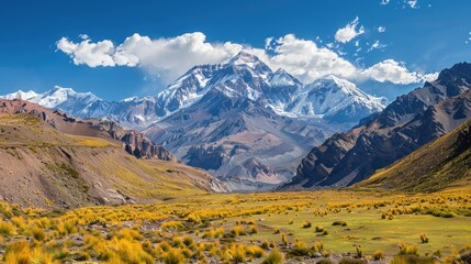 A View of the Majestic Aconcagua Mountain