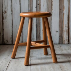 Wooden Stool With Bent Leg