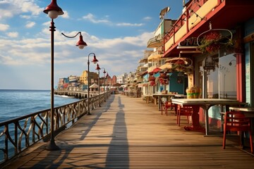 Obraz premium Seaside boardwalks - Generative AI