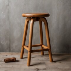Wooden Stool With Bent Leg