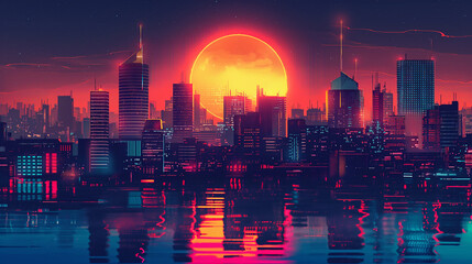 Fototapeta premium Traditional Synthwave background/wallpaper for desktops