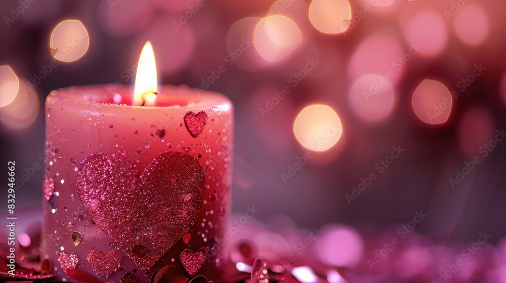 Poster declaration of affection on a candle with a pink background