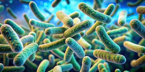 Close-up image of lactic acid bacteria, a probiotic essential for gut health