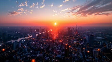 Obraz premium sunset over the city