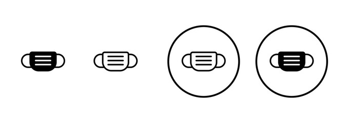 Mask icon vector isolated on white background. Man face with mask icon. Safety breathing masks. Industrial safety N95 mask. Medical mask vector icon.