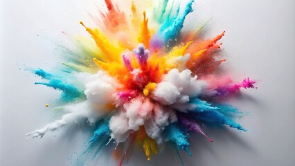 Fototapeta na wymiar Bright white paint color powder festival explosion burst on isolated white background