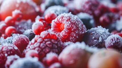 Close up image depicting frozen fruits