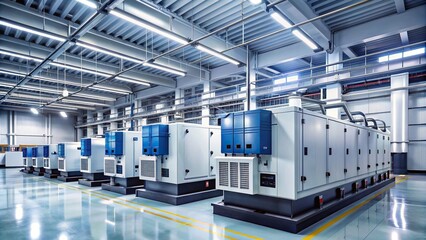 A sleek and modern generator room showcasing cutting-edge technology for efficient energy production