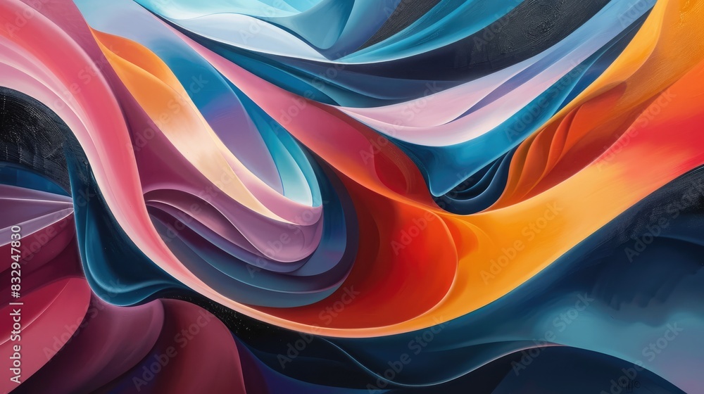 Aufkleber artistic representation of smooth curved lines and shapes on a painted surface