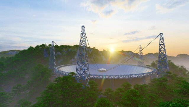 Aerial photo of the FAST radio telescope in Guizhou Province, China