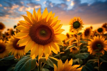 Obraz premium Summer sunflowers - Generative AI