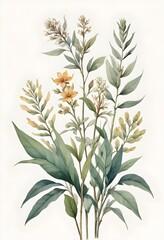 Exotic Ip Watercolor Botanical Painting on White Background
