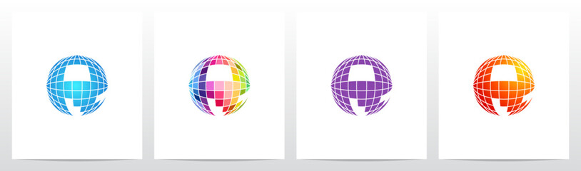 Sphere Disco Ball Letter Initial Logo Design R