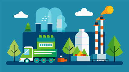 Obraz premium The energy usage of the plant is evident in the staggering amount of fuel and resources being constantly transported in and out of the facility.. Vector illustration