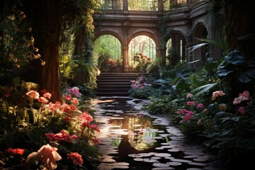 Fototapeta premium Summer gardens - Generative AI