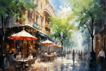Fototapeta premium Summer street scenes - Generative AI