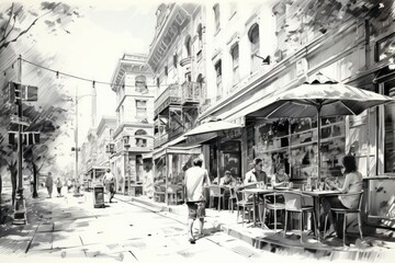 Fototapeta premium Summer street scenes - Generative AI