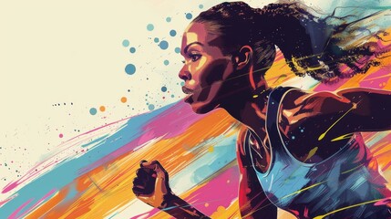 Illustration of a female runner in a race.