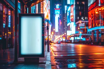 Digital billboard mockup, white blank poster on the street.