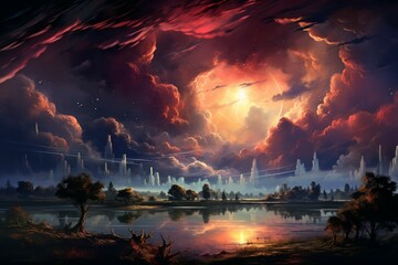 Fototapeta premium Summer storms - Generative AI