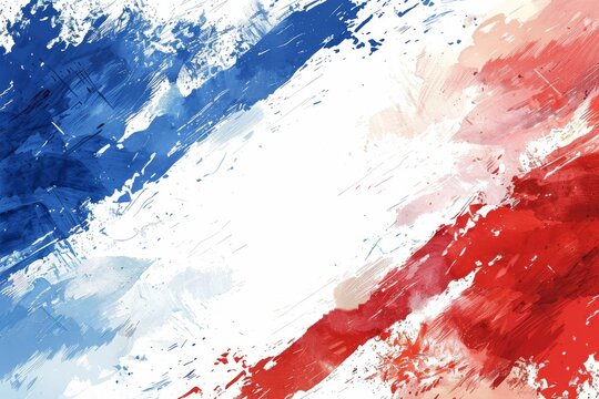 French flag illustration with brush strokes and paint splashes.