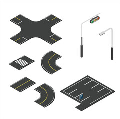 도로들(아이소메트릭+교통+표지판+도로)