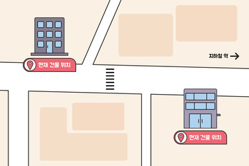 간단한 지도와 건물(지도+건물+약도+위치)