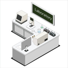 실험실(과학+연구실+현미경+실험+아이소메트릭)