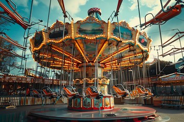 A financial-themed amusement park with rides based on economic concepts - Powered by Adobe