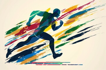 Runner logo with colorful flame.