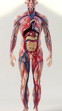 Human body organ anatomy from head to toe with white background for science learning