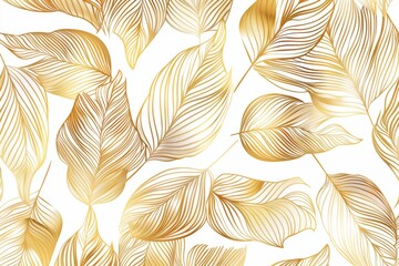 Golden leaves art deco pattern.