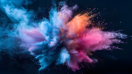 multi colour powder explosion on black