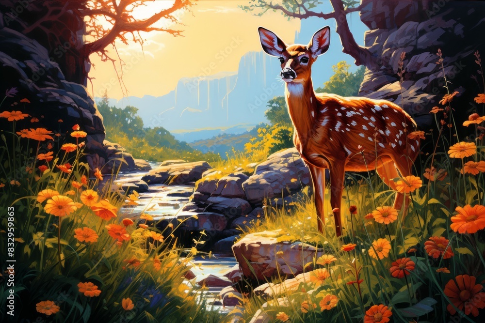 Canvas Prints Summer wildlife - Generative AI