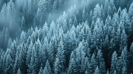 Snow covered mountain trees in winter